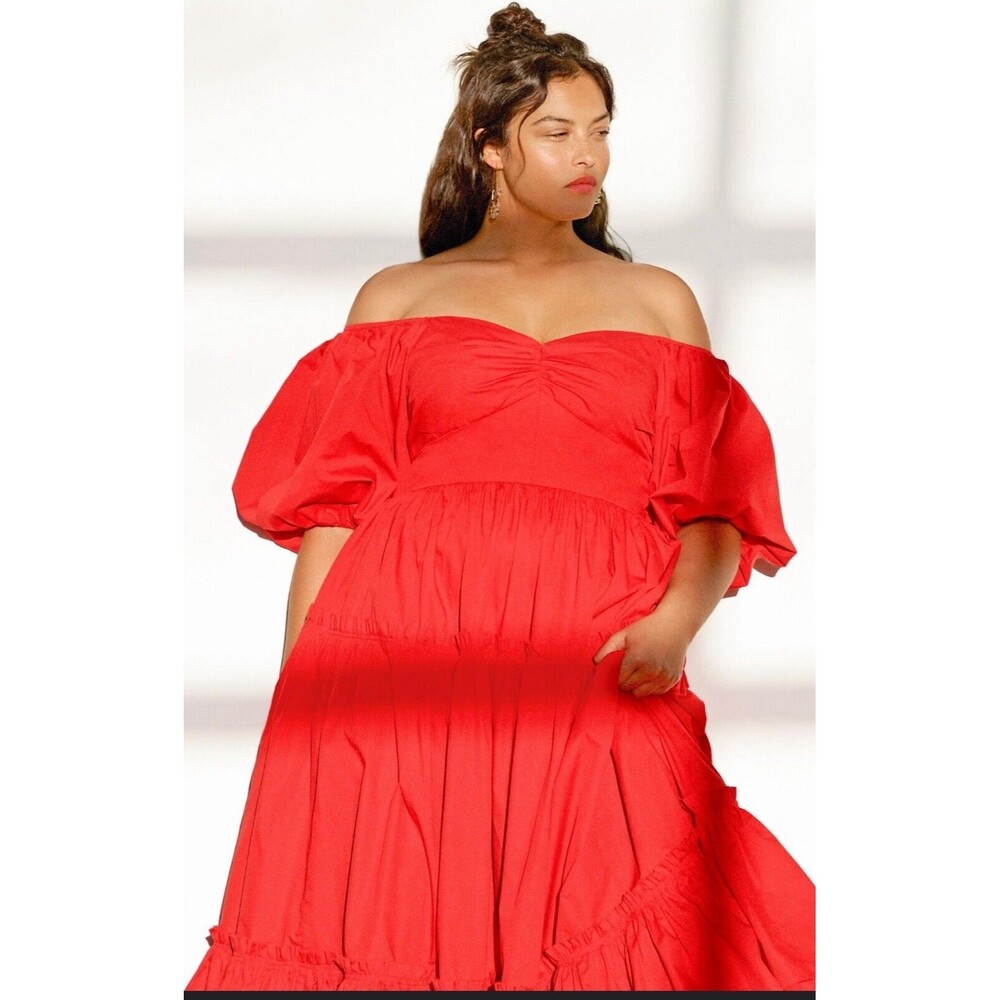Anthropologie ATSU Dress Women 6 Red Off-The-Shoulder Preppy Poplin Sundress NWT - Picture 7 of 16